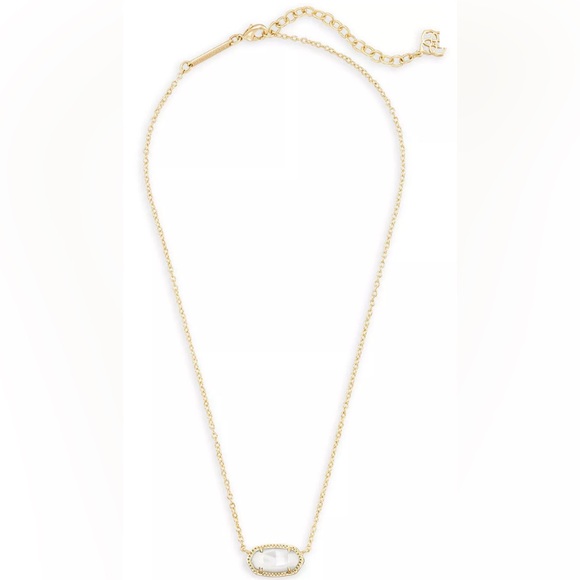 Kendra Scott Elisa Gold 14K Plated Mother of Pearl Necklace on Card w/ Dust Bag - Picture 8 of 9